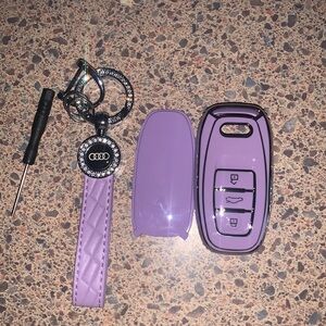 Key Fob Cover Purple Car Keys Case Shell Bling Keychain